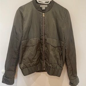 H&M Green Satin Bomber Jacket